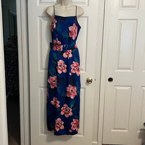 Banana Republic Blue Floral Maxi Belted Dress Size S - Picture 1 of 6